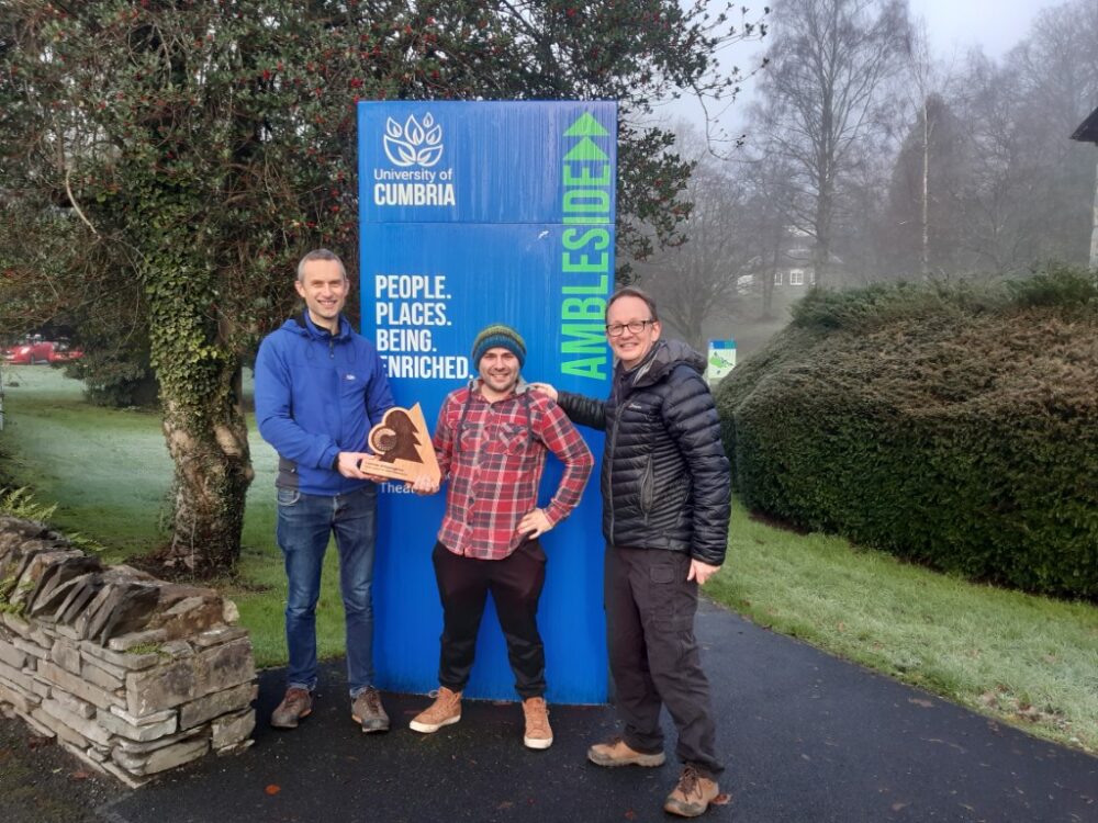 Left to right (John Lees, Tilhill Senior Forest Manager, Connor O'Donaghue, Graduate, Andrew Leslie, Forestry Lecturer, National School of Forestry